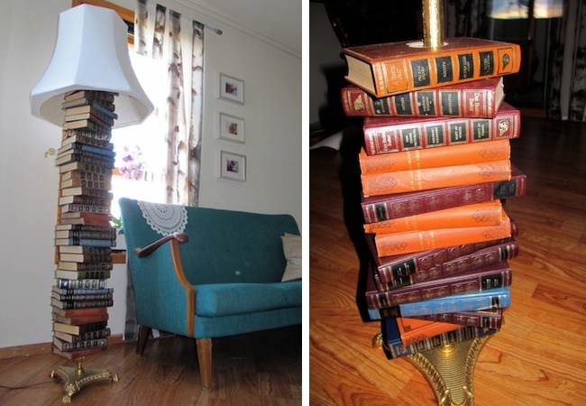 repurposed-books DIY Floor Lamp - Repurposed Books