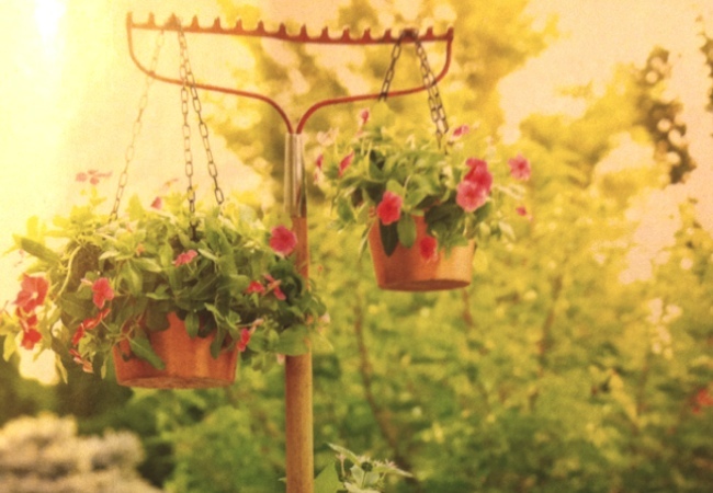 hanging-plant Repurposed Rake Projects - Hanging Plant