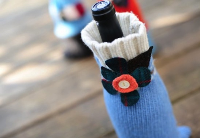 wine-bottle-cozy Recycled Sweater - Wine Bottle Cozy