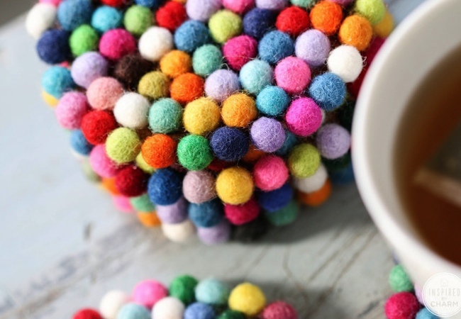 felt-balls DIY Coasters - Felt Balls