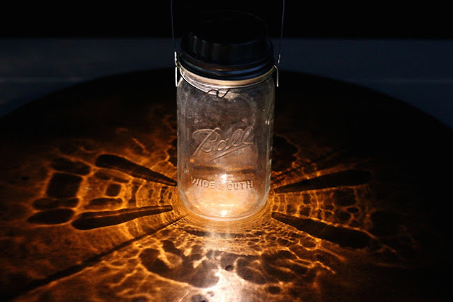 night-detail Mason Jar Solar Lamp - Night Detail