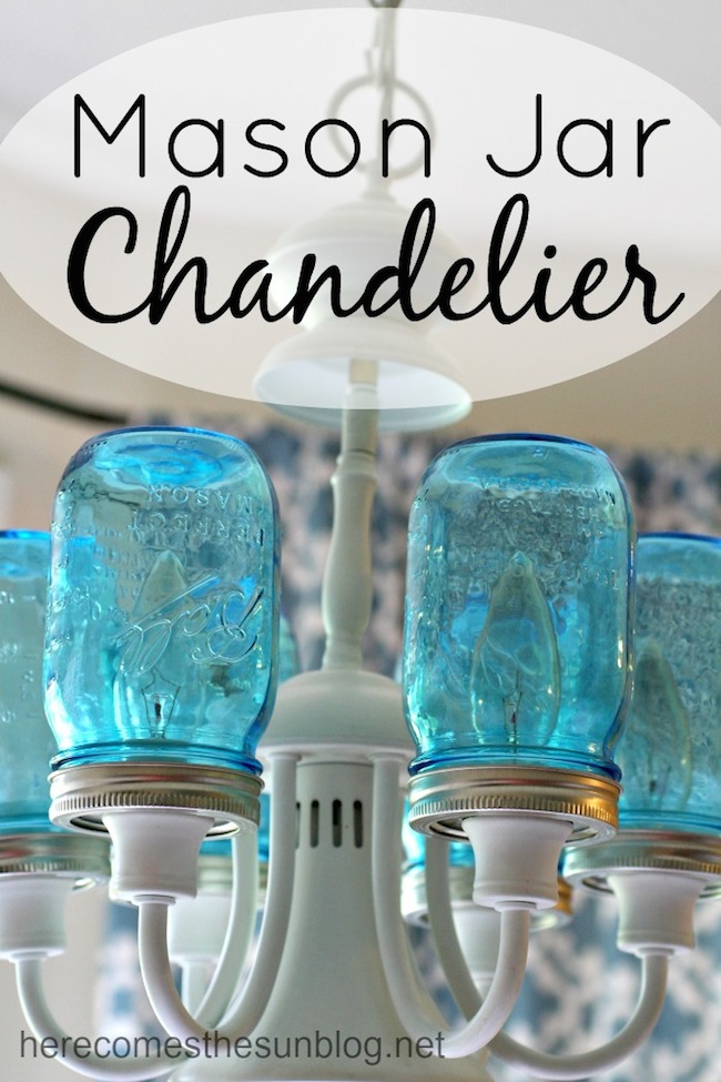 complete Blue Mason Jar Chandelier - Complete