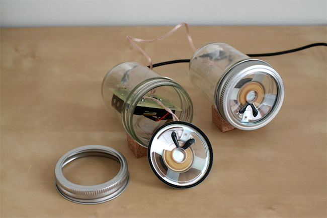 inside DIY Mason Jar Speaker Set - Inside