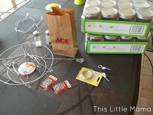 materials Mason Jar Chandelier DIY - Materials