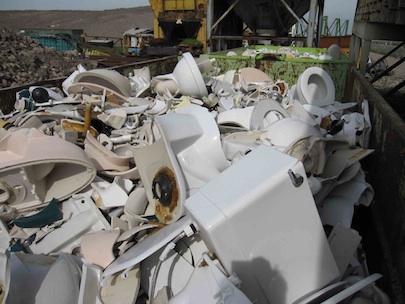 Fireclay Tiles recycled porcelain toilets for Debris Series Tiles