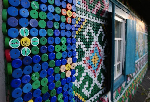 Close up Bottlecap House Bottle Caps DIY - Exterior Close-up