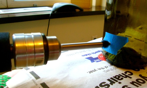 Drilling Wine Bottle Lanterns - Drilling