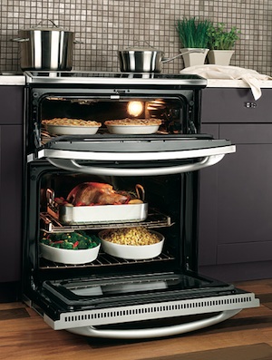 GE Profile Slide-in Double Oven Open GE Profile Slide-in Double Oven Open