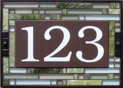Etsy-TheTileandIronStudio-JadeCathedralGlassTile-HouseNumberSign House Numbers - The Tile and Iron Studio