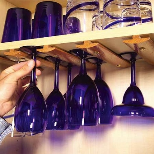 DIY Kitchen Storage - Moldings Turned Glass Holders