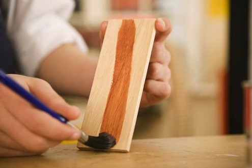 how-to-restore cabinets-applying-stain How to Restore Cabinets - Applying Stain