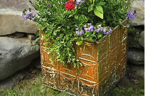 Tin Ceiling Tile DIY - Planter