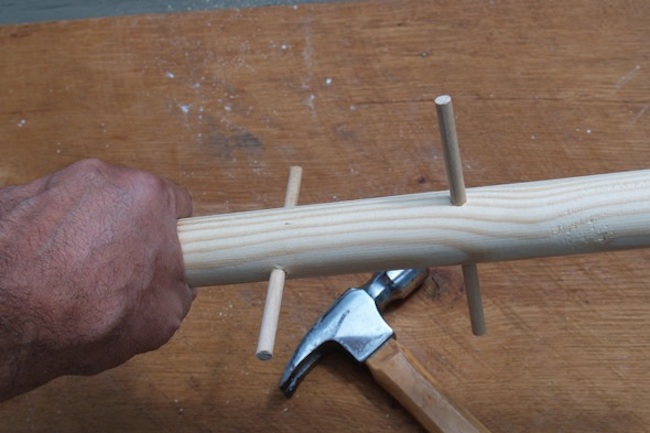 insert-wood-dowels How to Fix a Closet - Insert Wood Dowels