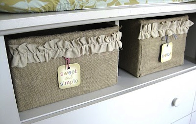 storage-bin Burlap DIY - Storage Bin