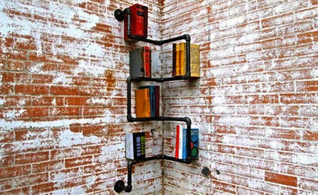 pipe-shelving DIY Bookcases - Pipe Shelving