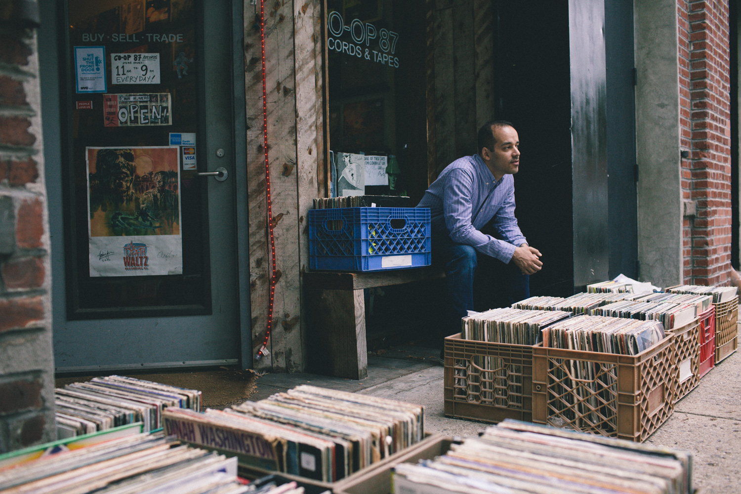 Jay Smooth shopping for records at Co-op 87 Records
