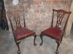 Antique leather Bound Chairs With Eagle Claw Feet