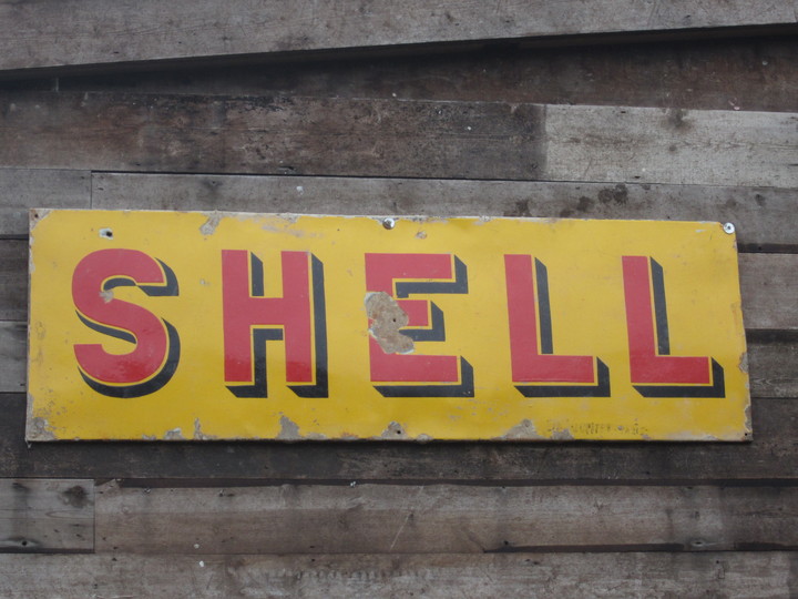 Vintage Enamel Shell Sign From Paris