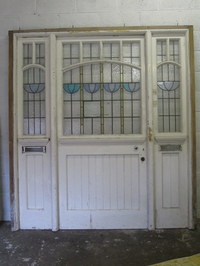 Front Entrance Door Way With Stained Glass Pannels