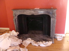Louis XVI Style Napoleon Grey Marble Chimney Piece