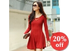 Long Sleeve Ribbed Skater Dress