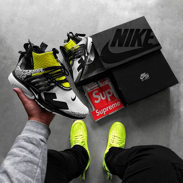 air presto mid acronym dynamic yellow on feet