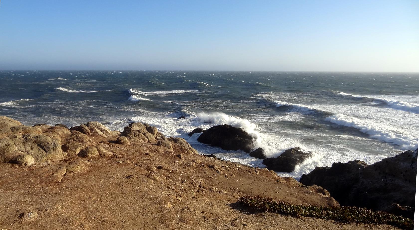 It was a blustery day as is often the case. You can't see it, but a Grey Whale was passing on its Northern Migration. I love watching the sea when it is in a lather like that. It is a harsh place, but alive.