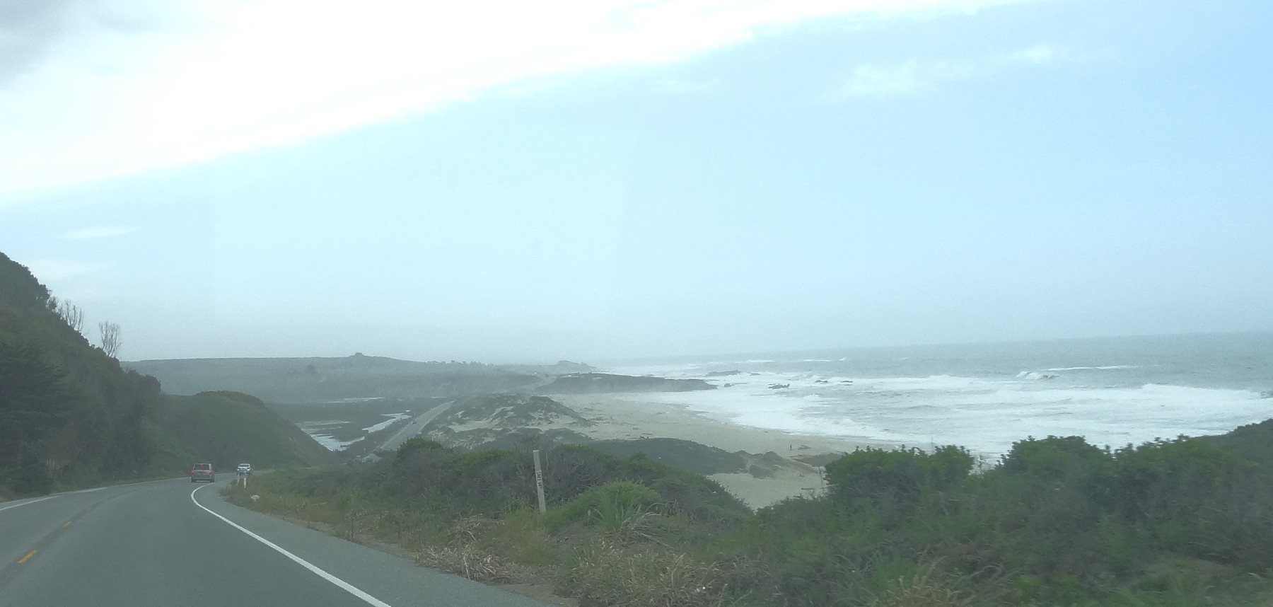 South of Halfmoon Bay, the road follows remote shores with beaches that are crowded in summer, but deserted in winter.