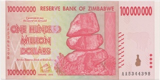 100 Million Zimbabwe Dollars