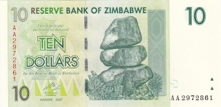 Ten Zimbabwe Dollars