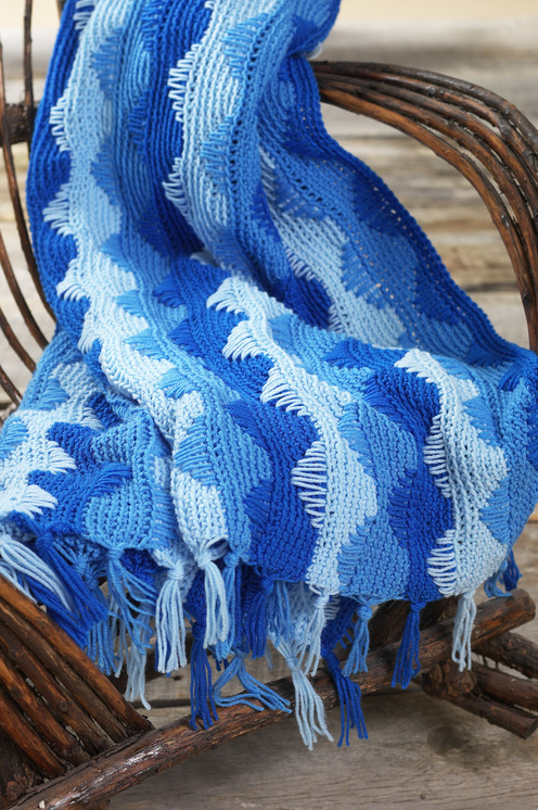 Free Crochet Pattern 70505AD Ocean Waves Baby Afghan : Lion Brand