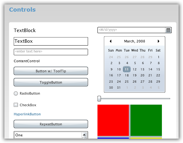 Silverlight Controls Sample