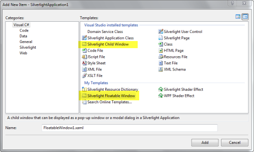 FloatableWindow Item Templates FloatableWindow Item Templates