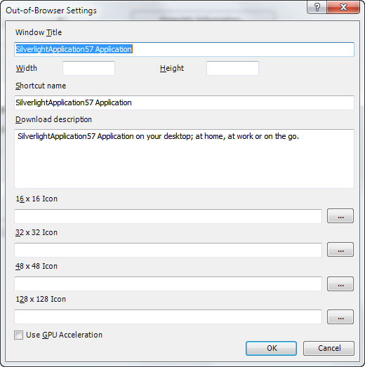 Silverlight Out of browser settings dialog Silverlight Out of browser settings dialog