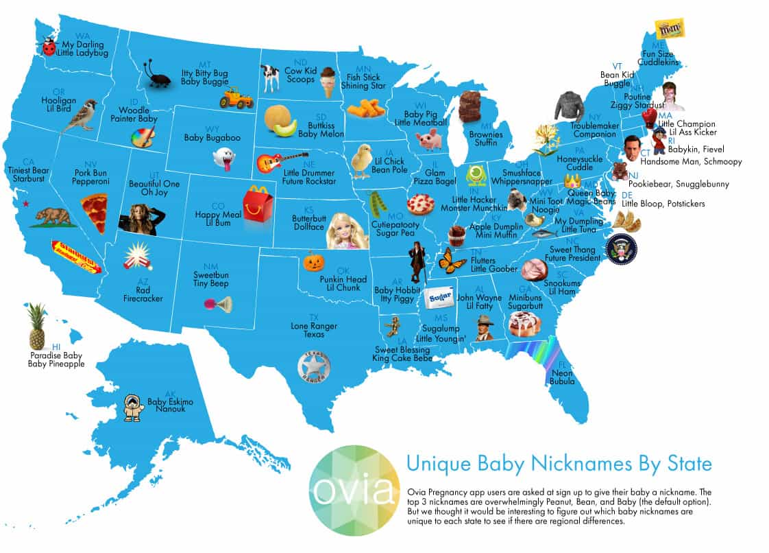 Top Nicknames for Babies from every state. The Most Common Is “Peanut”