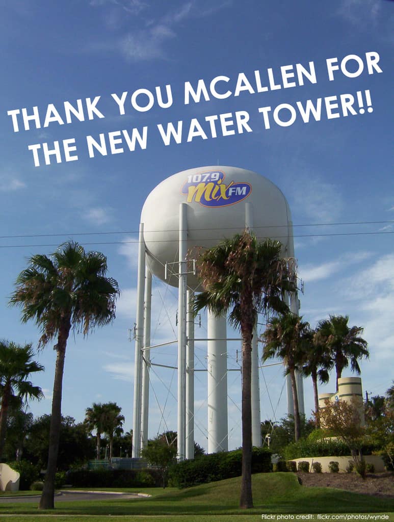 Thank you McAllen and all of our sponsors for the new water tower! #AprilFools