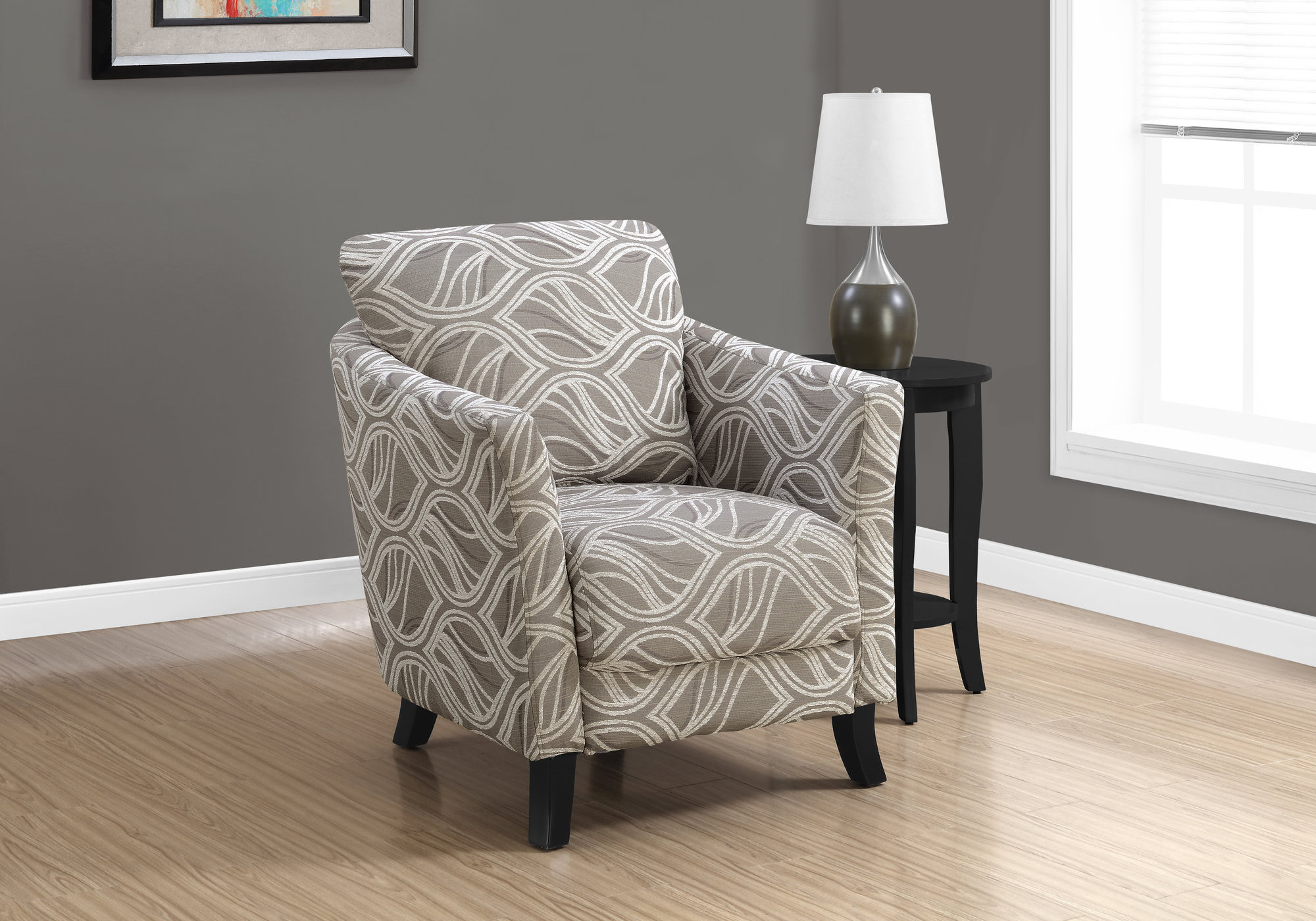 Monarch Specialities Accent Chair - Taupe Leaf Design Fabric (I8182) | eBay