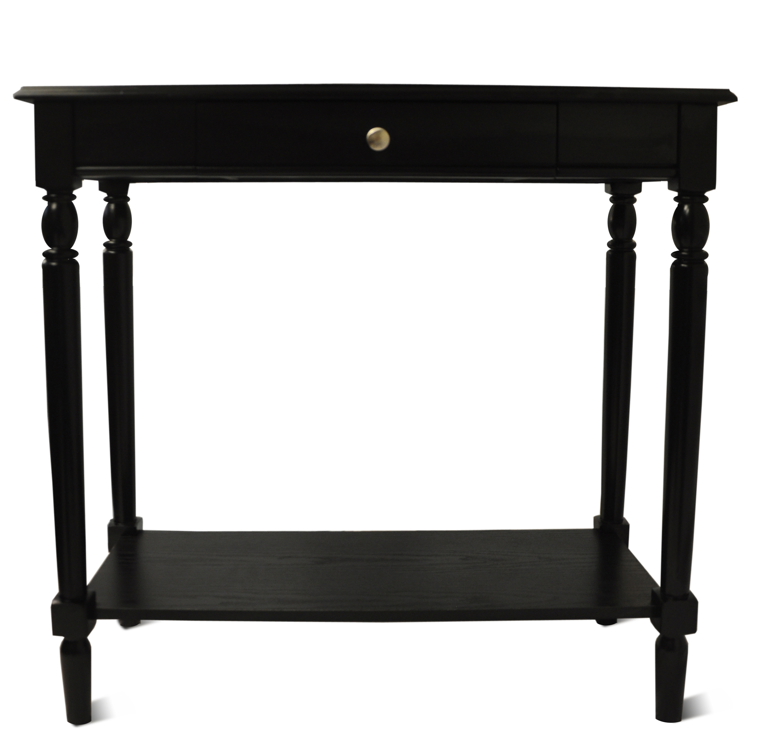 French Country Hall Table with Drawer and Shelf 6042188BL, Black Finish eBay