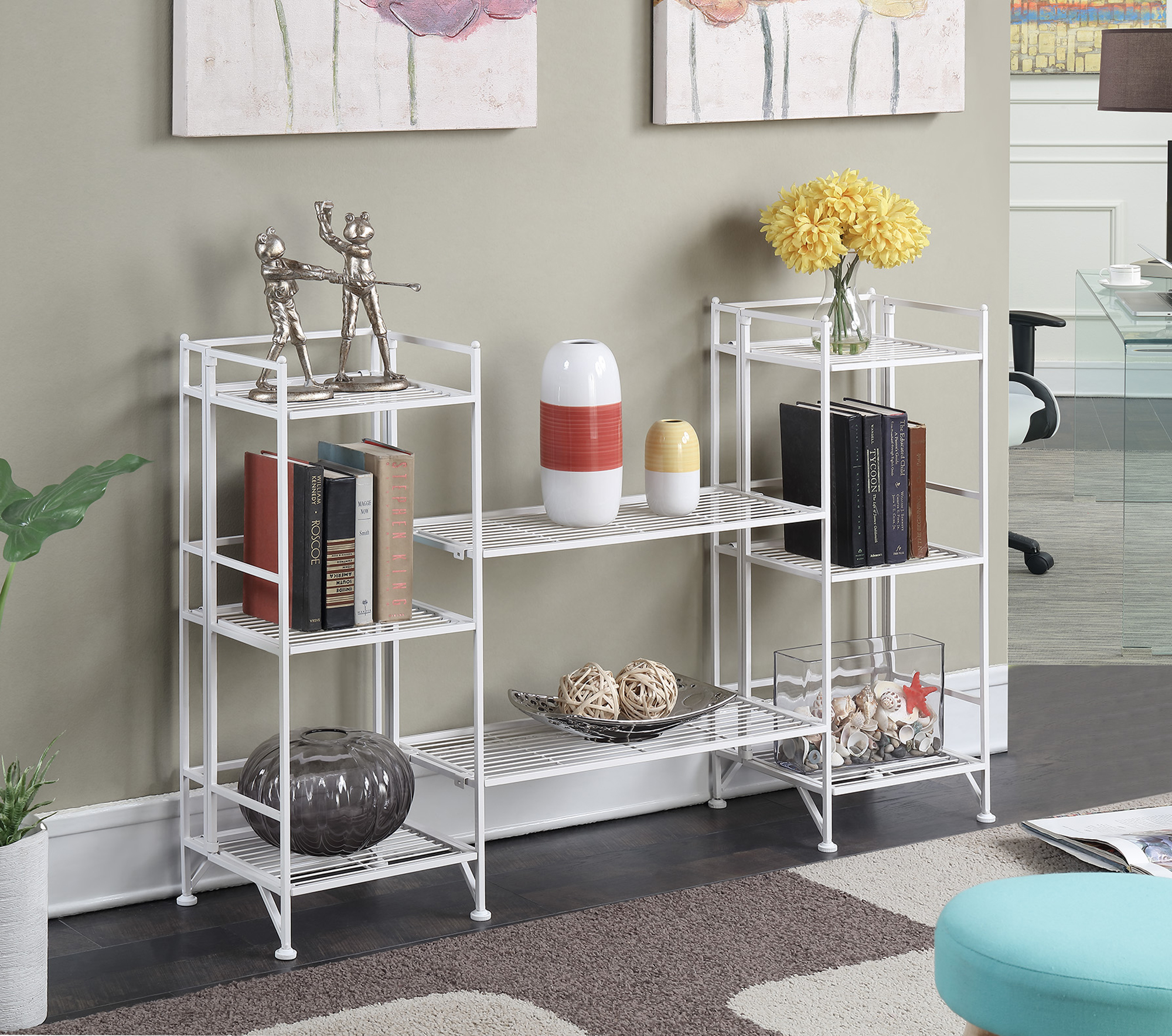 Xtra Storage 4 Piece Metal Folding Shelf S10121, White Finish eBay