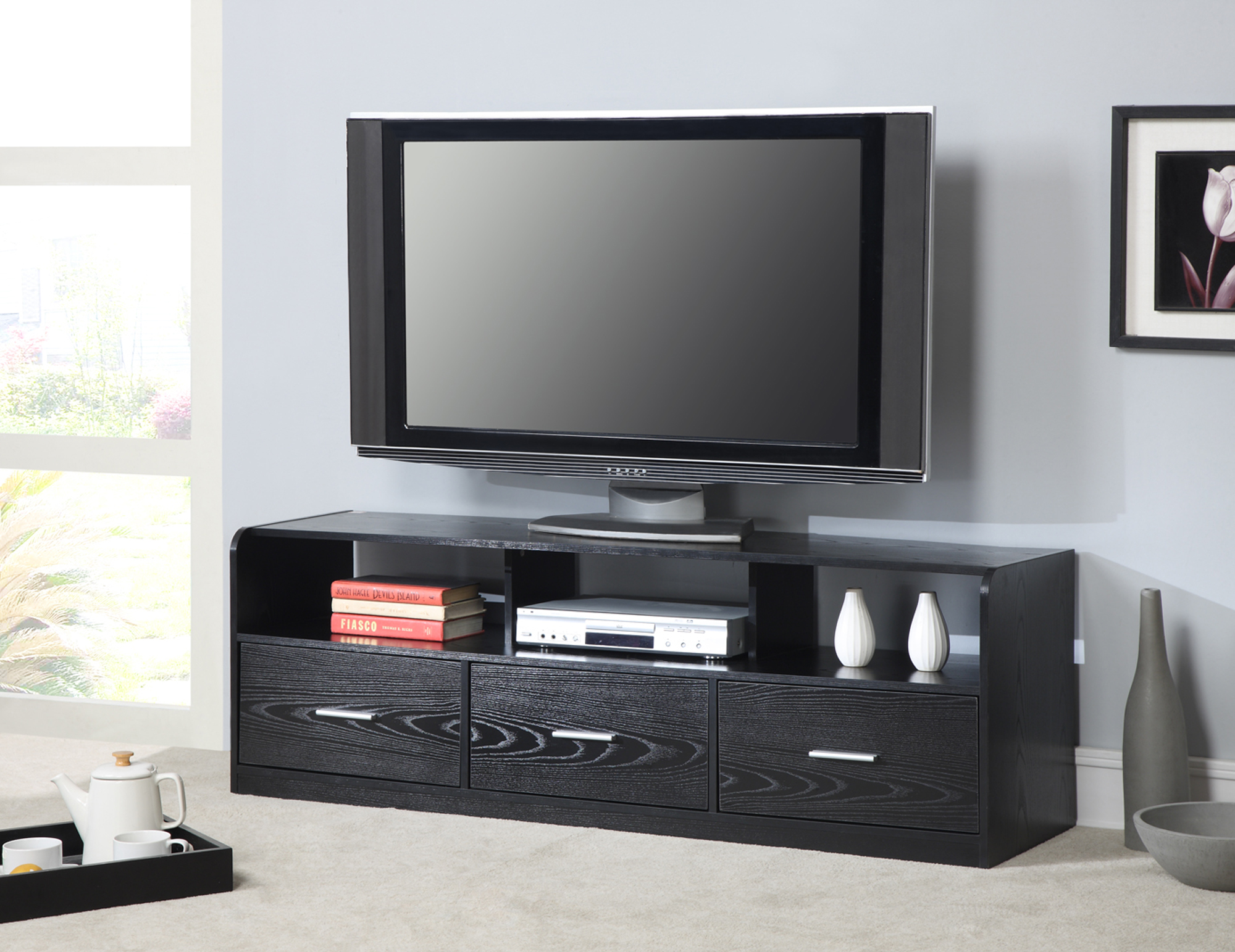 DESIGNS2GO Tribeca 60" TV Stand, Black Finish 95285409662 eBay