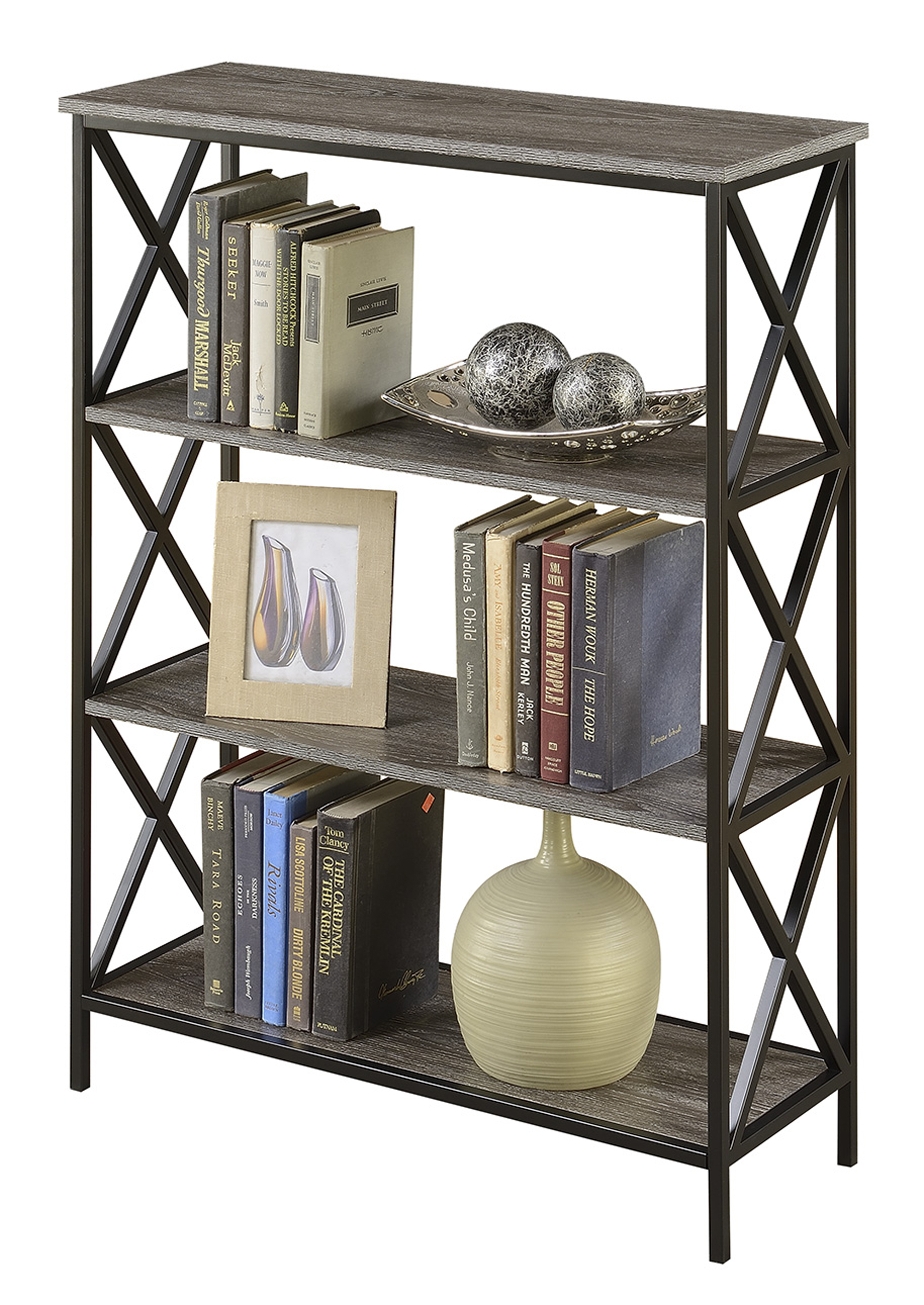 Tucson 4 Tier Bookcase R40235, Weathered Gray Finish eBay