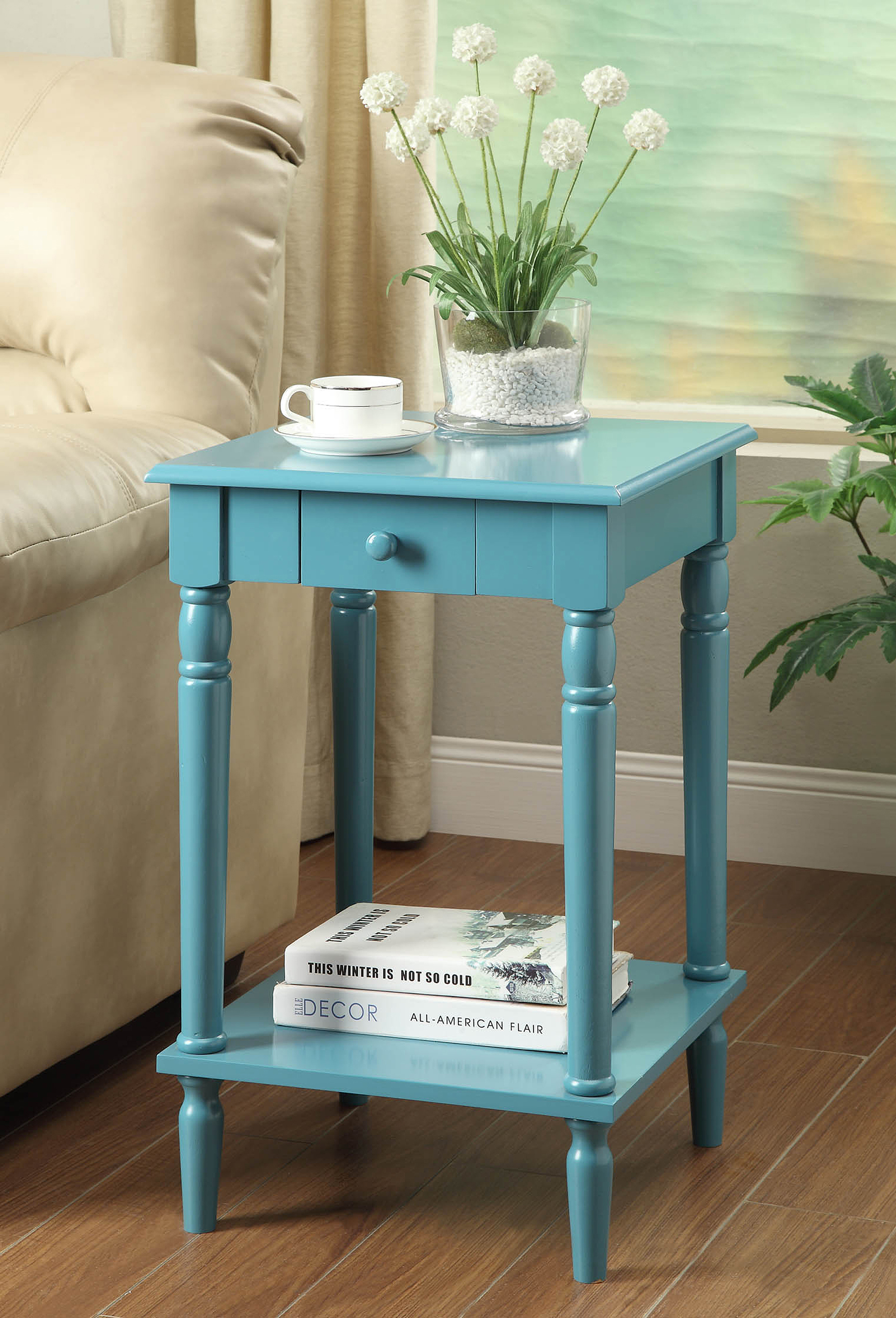 French Country End Table 6053185BE, Blue Finish 66513924004 eBay