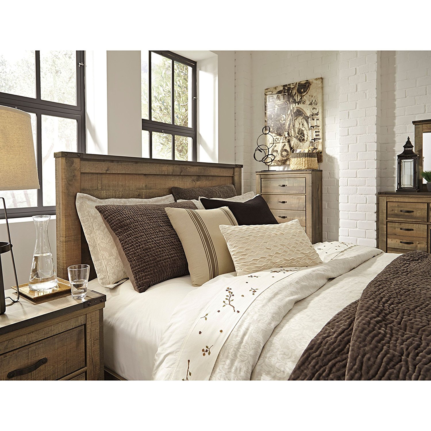Ashley Signature Design B44687 Trinell Rustic Panel Headboard, Full in Brown eBay