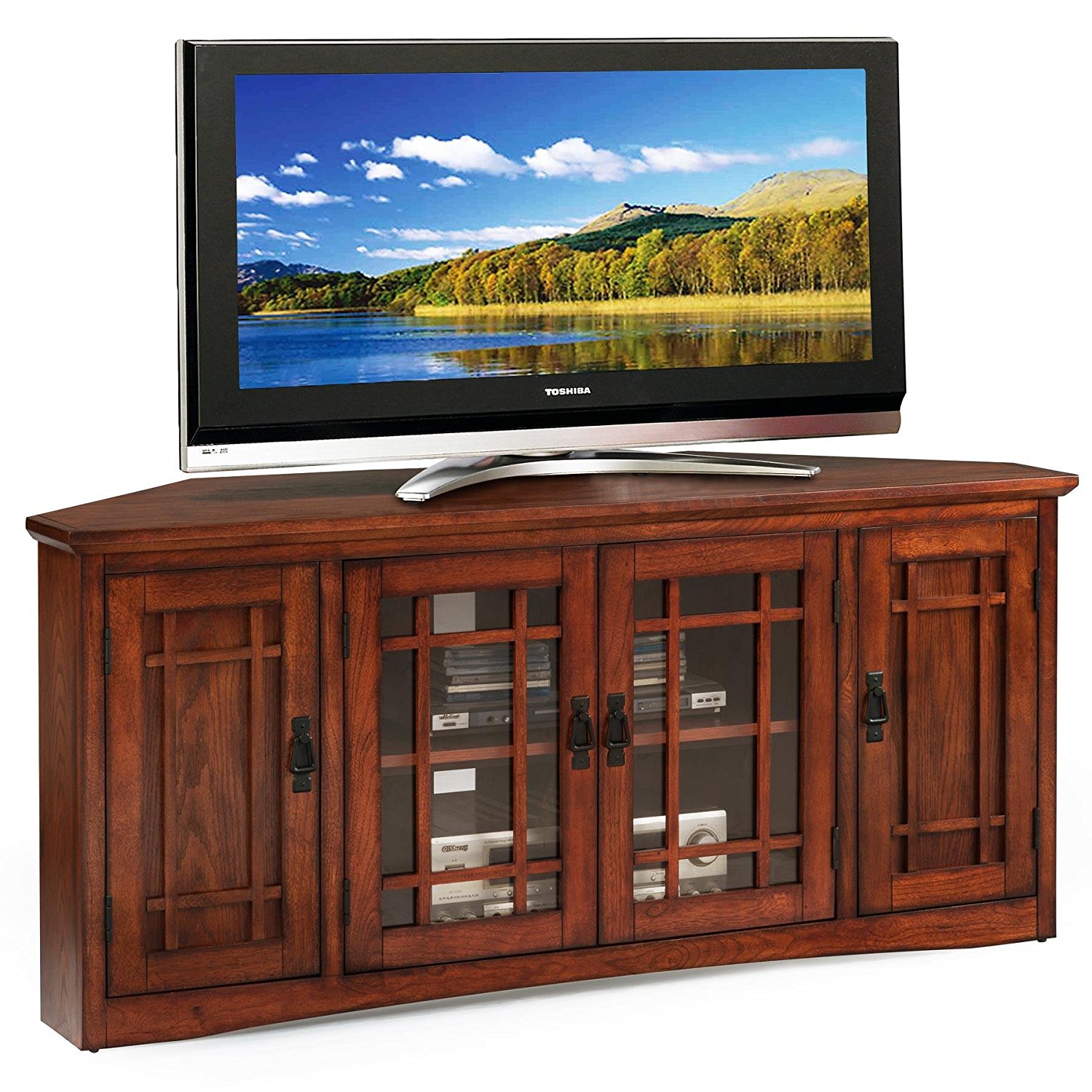 Leick Furniture Mission 56" Hardwood TV Stand in Oak finish, 82386 New
