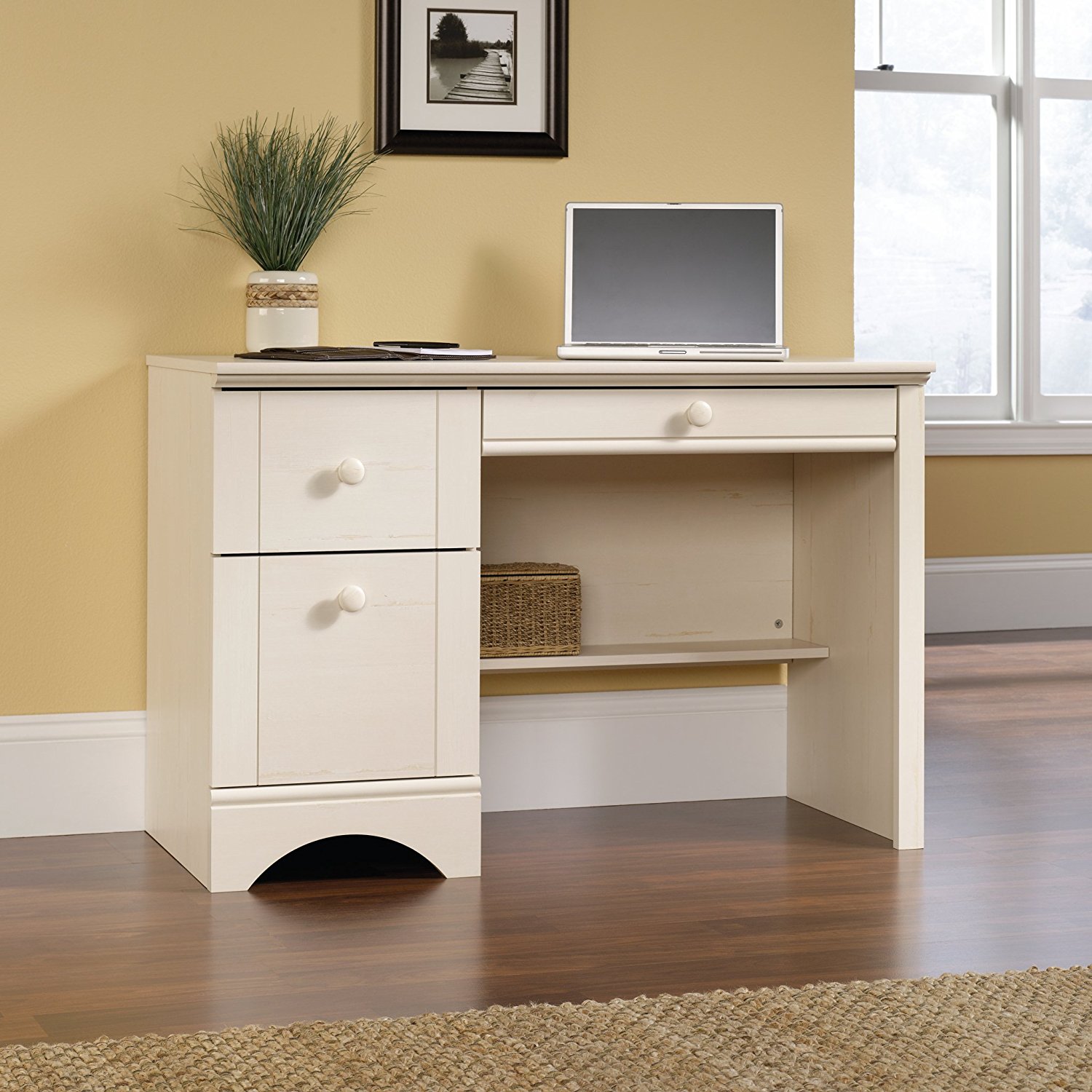 Sauder 401685 Harbor View Computer Desk with Keyboard Tray in Antiqued