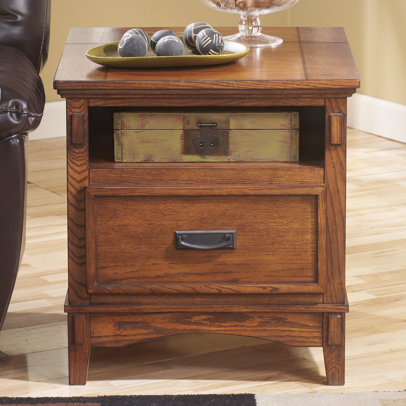 Ashley Signature Design T7193 Cross Island End Table with 1 Drawer Medium Brown 24052106794 eBay