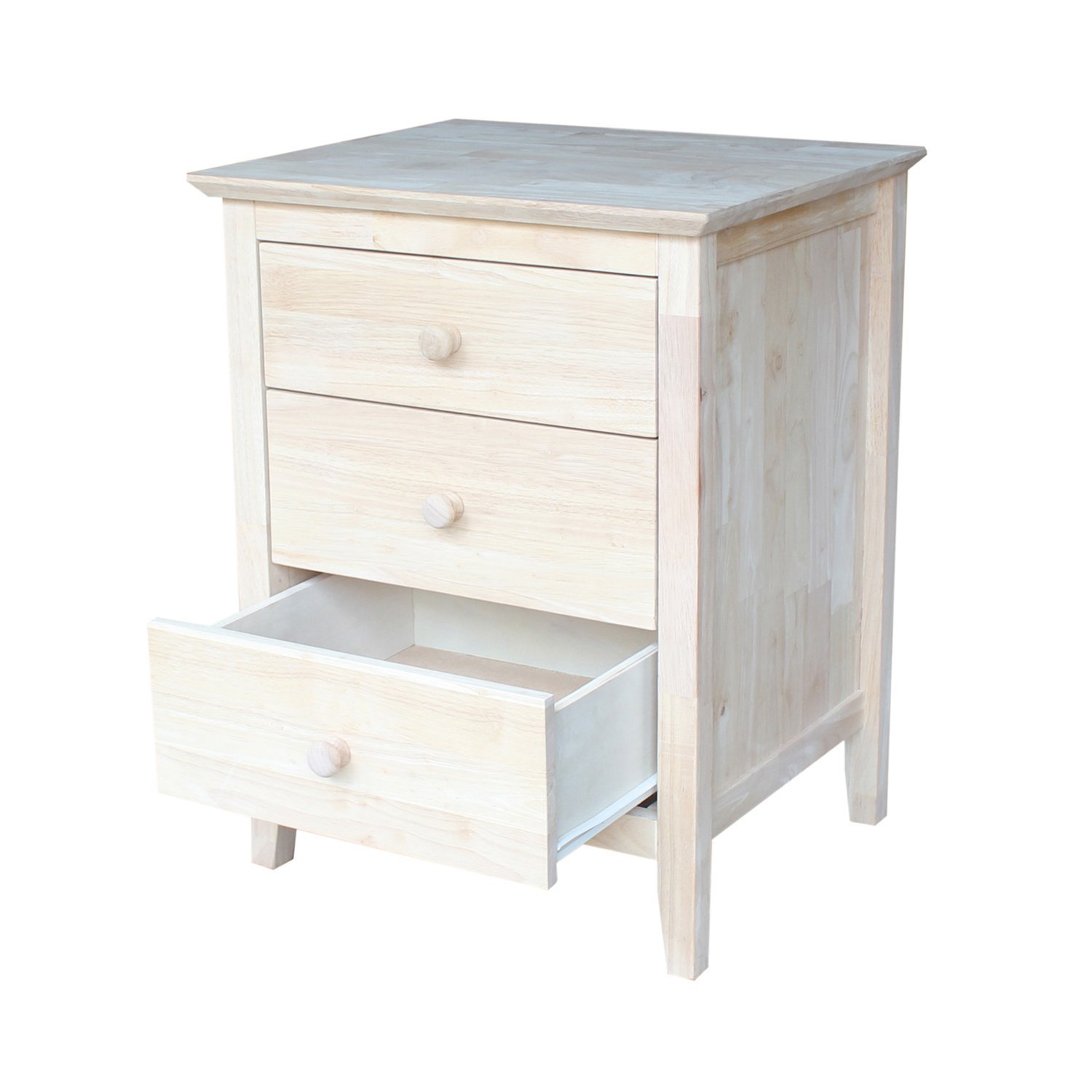 International Concepts Nightstand with 3Drawers in Unfinished Wood, BD