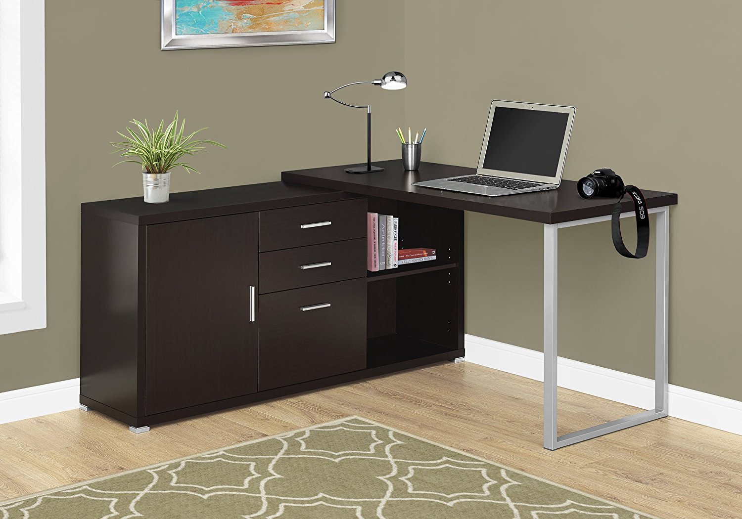 Monarch Specialties I7286 L shape Computer Desk Left or Right Facing, Cappuccino 680796000912 eBay