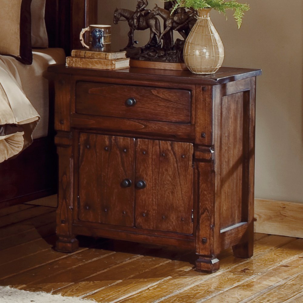 Sunny Designs Santa Fe Nightstand With Drawer In Dark Chocolate Finish