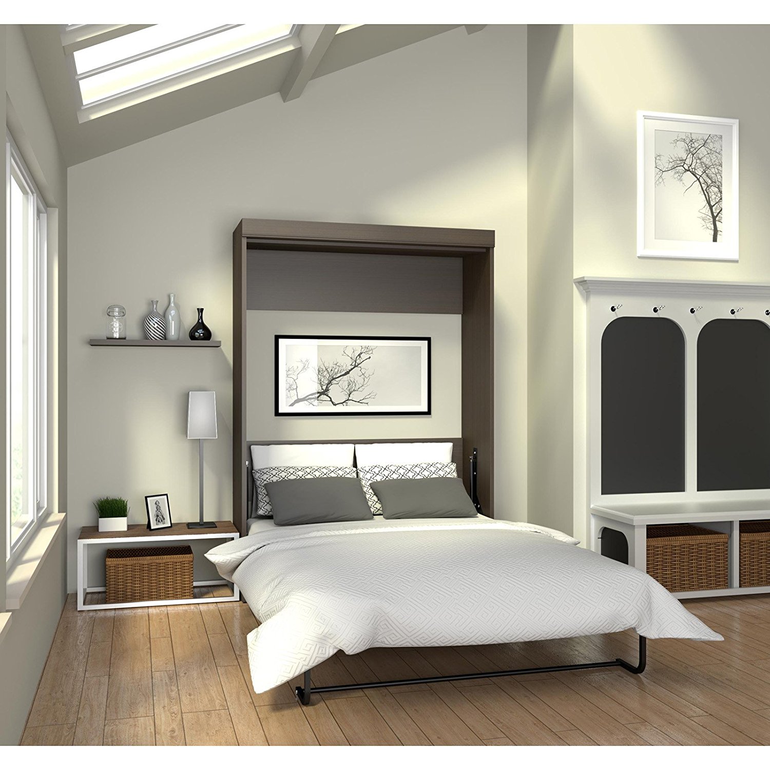 Bestar 7018479 Edge Queen Size Wall Bed in Dark Chocolate, Mattress Not